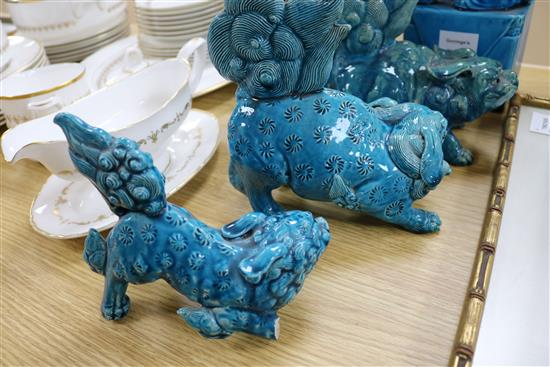 A collection of Chinese turquoise Dogs of Fo